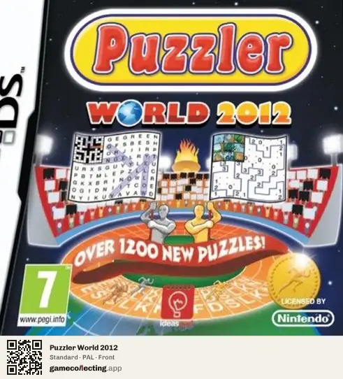Puzzler World 2012 Nintendo DS, PAL box front
