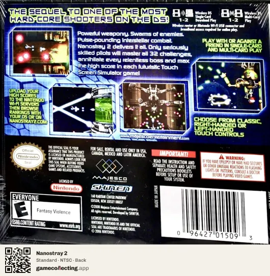 Nanostray 2 Nintendo DS, NTSC box back