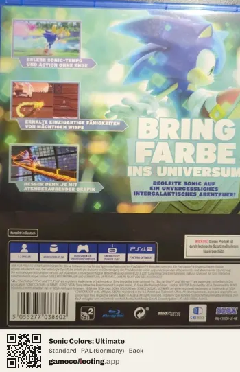 Sonic Colors: Ultimate PlayStation 4, Germany box back