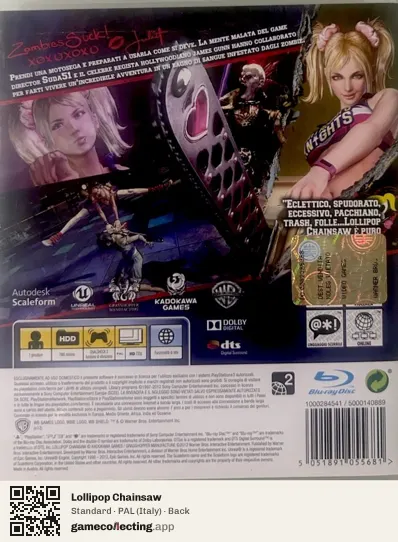 Lollipop Chainsaw PlayStation 3, Italy box back
