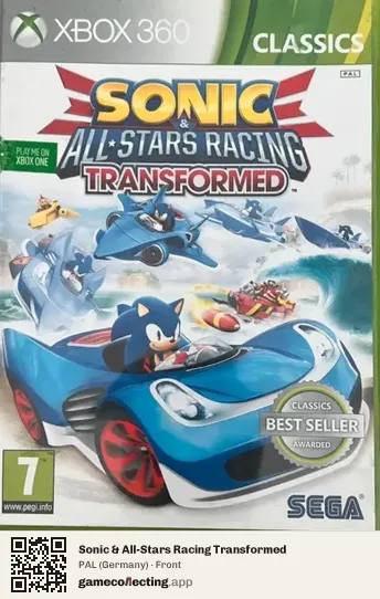 Sonic & All-Stars Racing Transformed Xbox 360, Germany box front