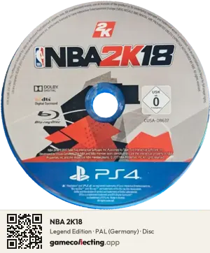 NBA 2K18 PlayStation 4, PAL disc