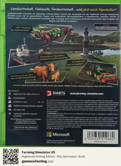 Farming Simulator 25 Xbox Series X, Germany box back