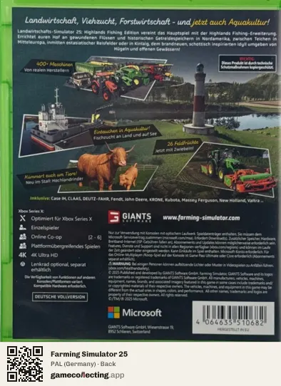 Farming Simulator 25 Xbox Series X, Germany box back
