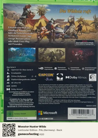 Monster Hunter Wilds Xbox Series X, Germany box back
