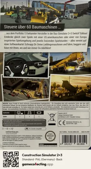 Construction Simulator 2+3 Nintendo Switch, Germany box back