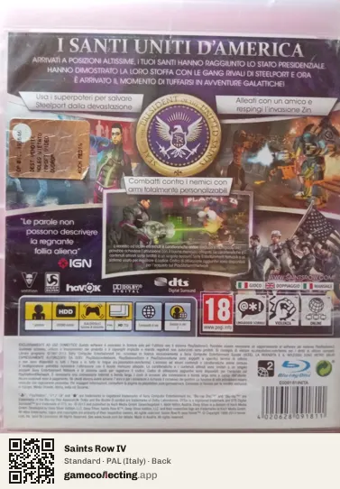 Saints Row IV PlayStation 3, Italy box back