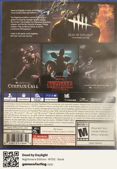 Dead by Daylight PlayStation 4, NTSC box back