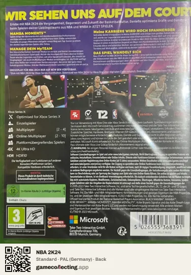 NBA 2K24 Xbox Series X, Germany box back
