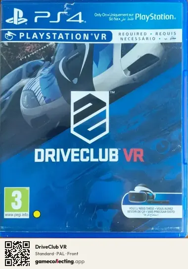 DriveClub VR PlayStation 4, PAL box front