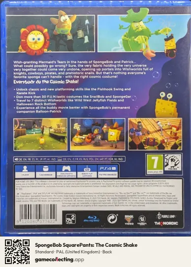 SpongeBob SquarePants: The Cosmic Shake PlayStation 4, United Kingdom box back
