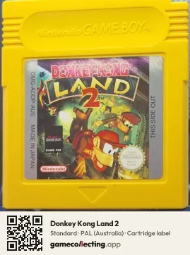 Donkey Kong Land 2 Game Boy, PAL cartridge label