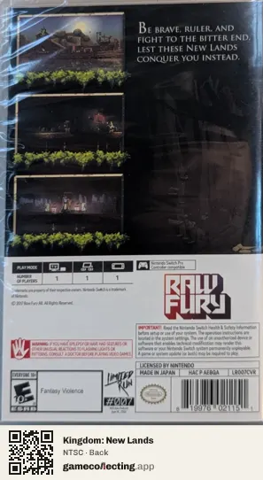 Kingdom: New Lands Nintendo Switch, NTSC box back