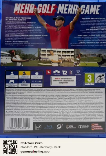 PGA Tour 2K23 PlayStation 4, Germany box back
