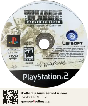 Brothers in Arms: Earned in Blood PlayStation 2, NTSC disc
