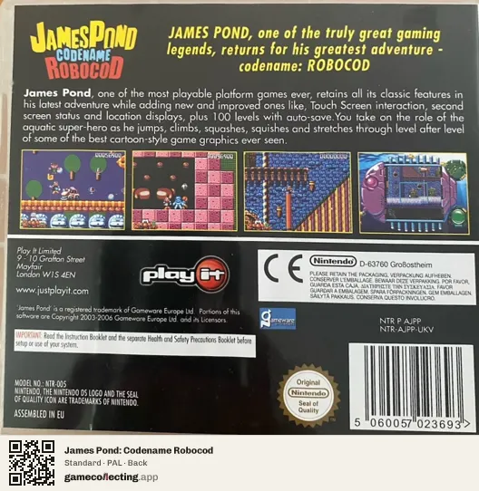 James Pond: Codename Robocod Nintendo DS, PAL box back