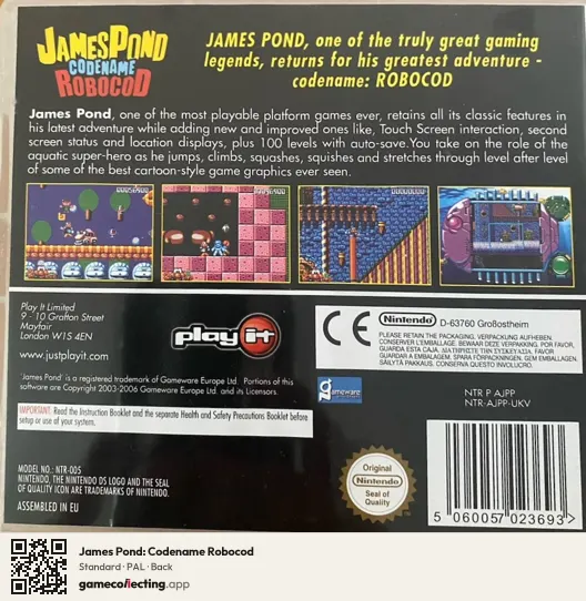 James Pond: Codename Robocod Nintendo DS, PAL box back
