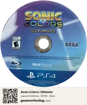 Sonic Colors: Ultimate PlayStation 4, NTSC disc