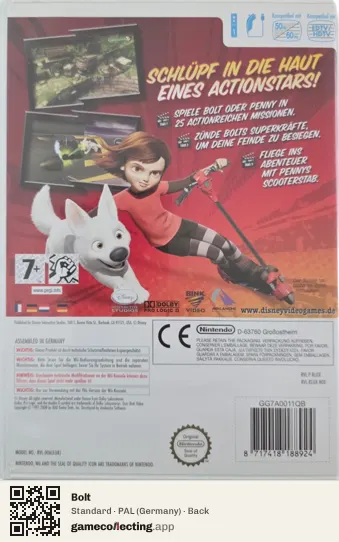 Bolt Nintendo Wii, Germany box back