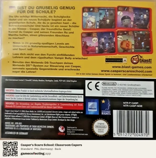 Casper's Scare School: Classroom Capers Nintendo DS, Germany box back