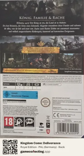 Kingdom Come: Deliverance Nintendo Switch, Germany box back