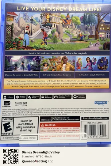Disney Dreamlight Valley PlayStation 5, NTSC box back