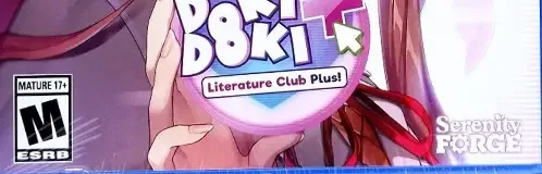 Doki Doki Literature Club Plus!, the ESRB box on its front