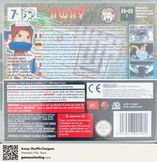 Away: Shuffle Dungeon Nintendo DS, PAL box back
