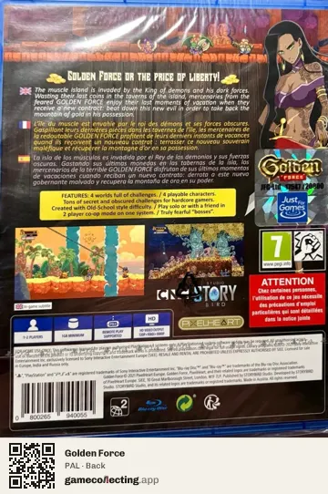 Golden Force PlayStation 4, PAL box back