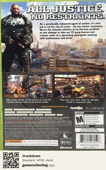 Crackdown Xbox 360, NTSC box back