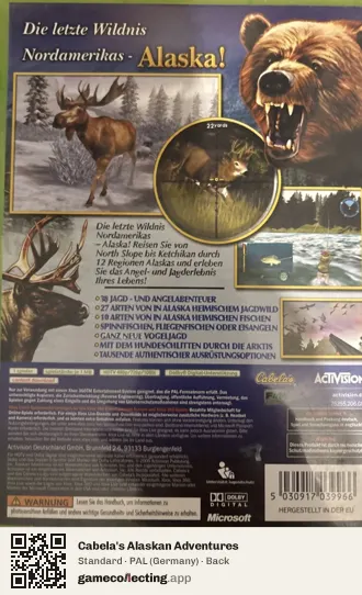 Cabela's Alaskan Adventures Xbox 360, Germany box back