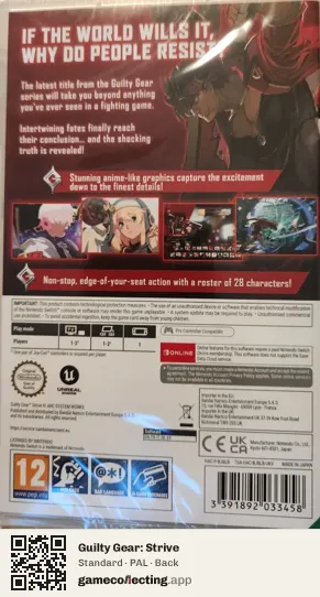 Guilty Gear: Strive Nintendo Switch, PAL box back