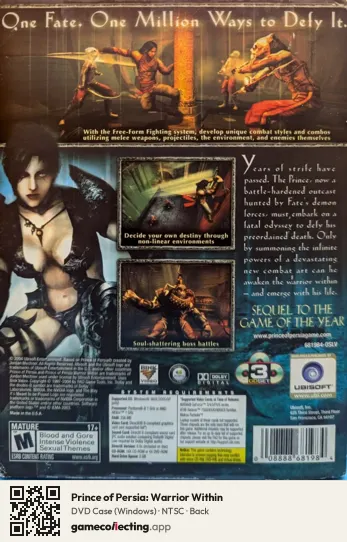 Prince of Persia: Warrior Within Computer, NTSC box back
