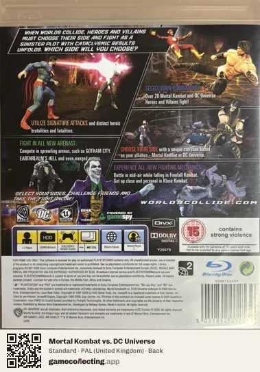 Mortal Kombat vs. DC Universe PlayStation 3, United Kingdom box back