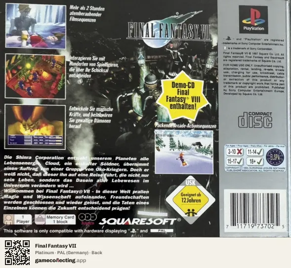 Final Fantasy VII PlayStation, Germany box back