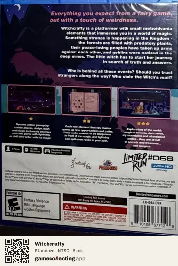 Witchcrafty PlayStation 5, NTSC box back