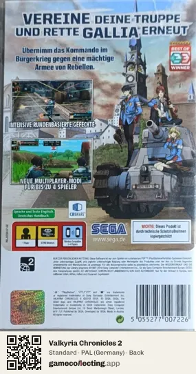 Valkyria Chronicles 2 PlayStation Portable, Germany box back