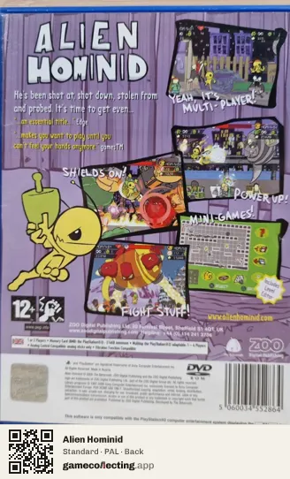 Alien Hominid PlayStation 2, PAL box back