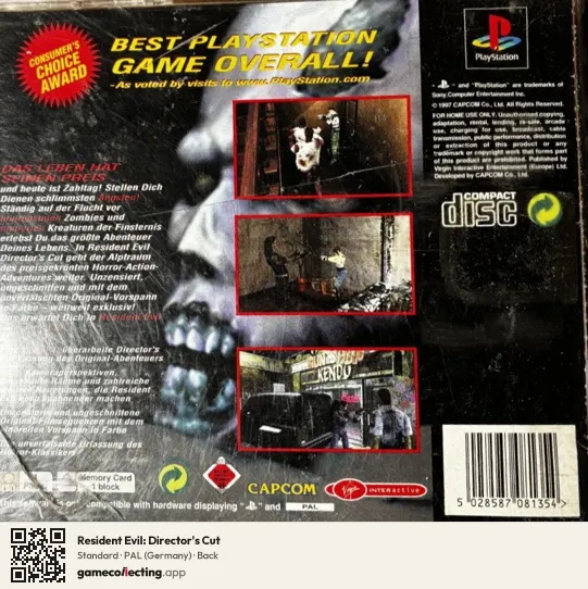 Resident Evil: Director's Cut PlayStation, Germany box back