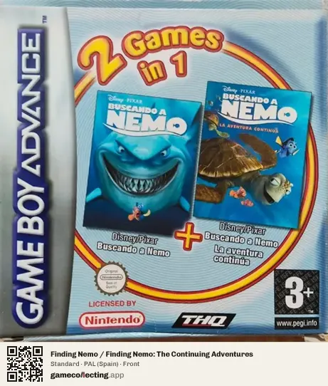 Finding Nemo / Finding Nemo: The Continuing Adventures Game Boy Advance, Spain box front