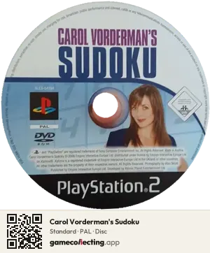 Carol Vorderman's Sudoku PlayStation 2, PAL disc
