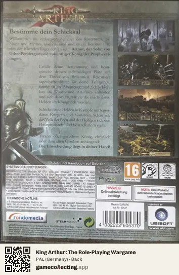 King Arthur: The Role-Playing Wargame Computer, Germany box back
