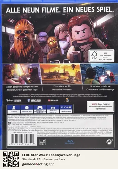LEGO Star Wars: The Skywalker Saga PlayStation 4, Germany box back