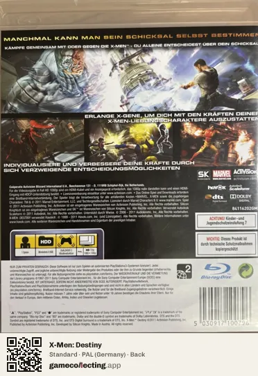 X-Men: Destiny PlayStation 3, Germany box back