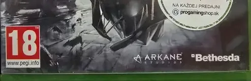 Dishonored, the PEGI square on its front