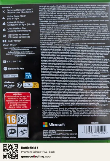 Battlefield 6 Xbox Series X, PAL box back