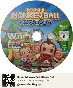 Super Monkey Ball: Step & Roll Nintendo Wii, PAL disc