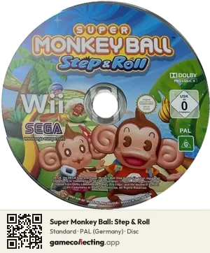 Super Monkey Ball: Step & Roll Nintendo Wii, PAL disc