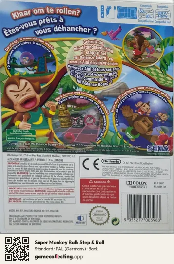 Super Monkey Ball: Step & Roll Nintendo Wii, Germany box back