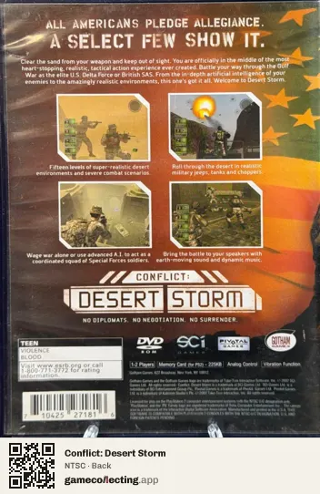 Conflict: Desert Storm PlayStation 2, NTSC box back